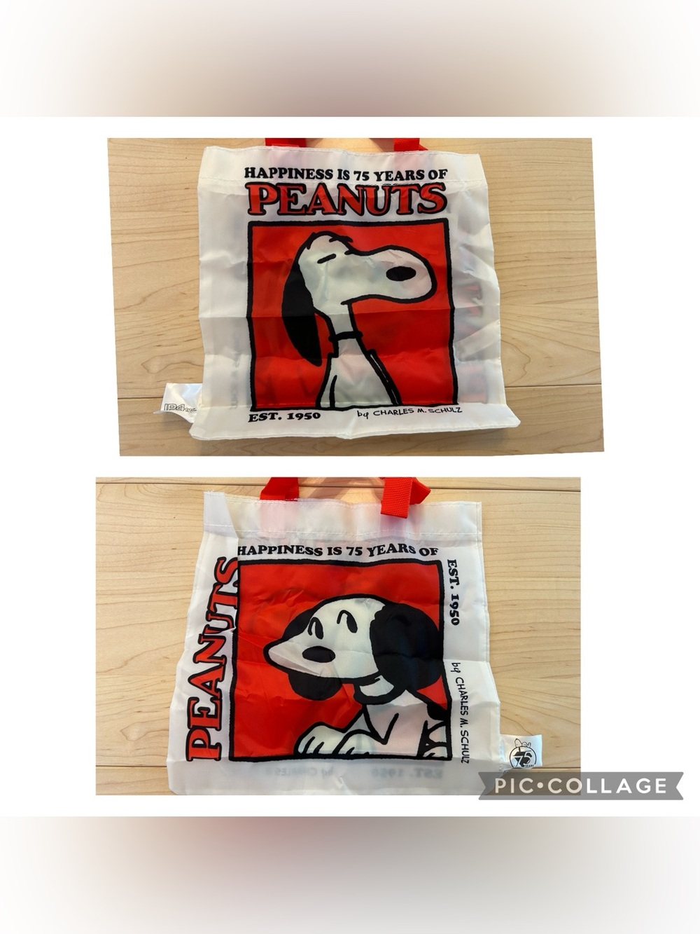 Reversible Snoopy small nylon tote bag 75th anniversary Japan exclusive